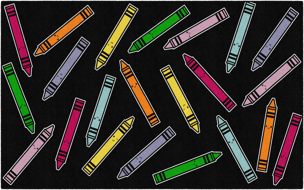 SCHOOLGIRL CRAYONS ON BLACK