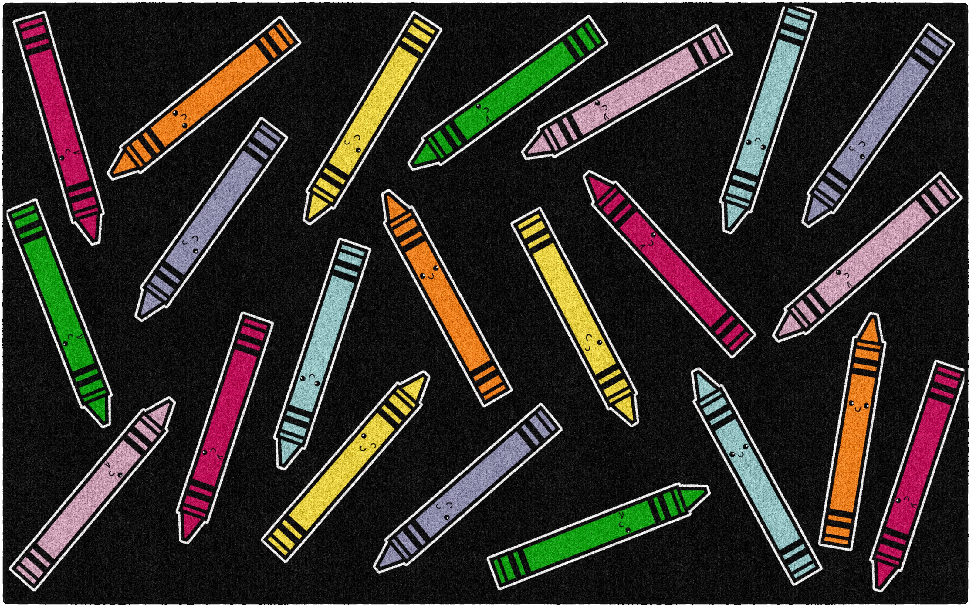 SCHOOLGIRL CRAYONS ON BLACK