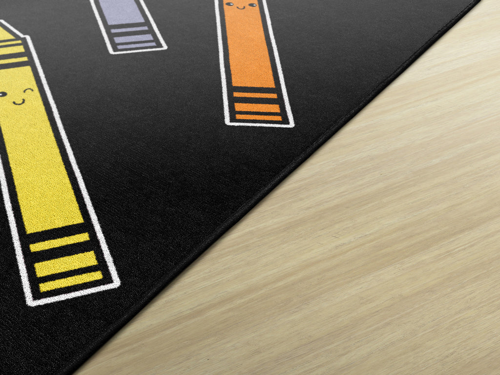 SCHOOLGIRL CRAYONS ON BLACK