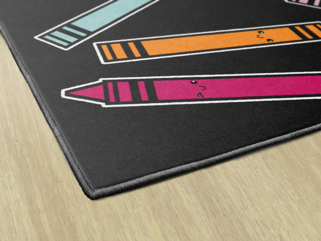 SCHOOLGIRL CRAYONS ON BLACK