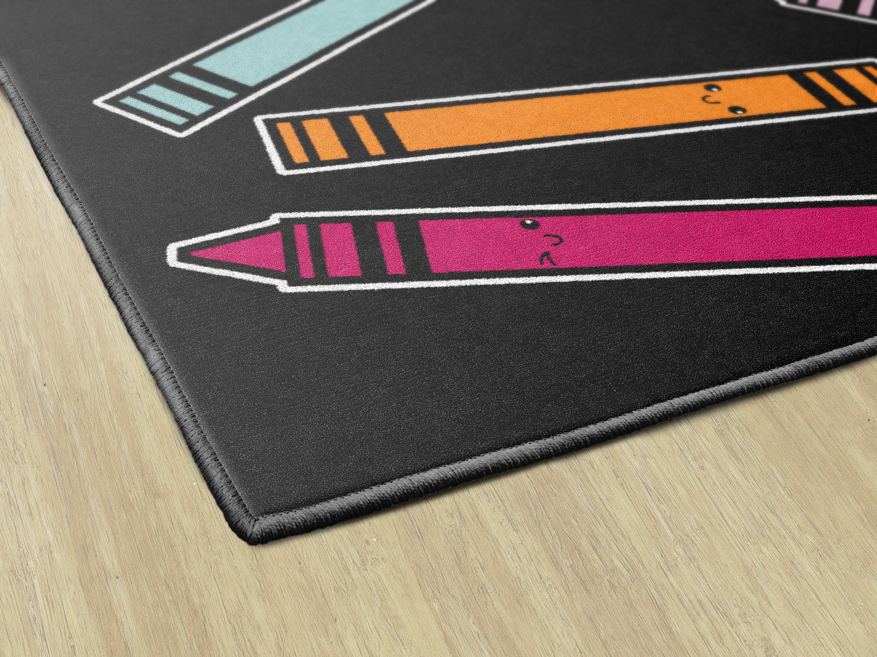 SCHOOLGIRL CRAYONS ON BLACK