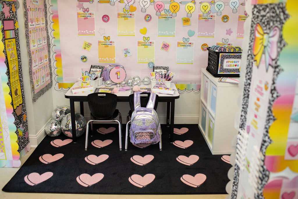 SCHOOLGIRL HEARTS ON BLACK SIT SPOTS