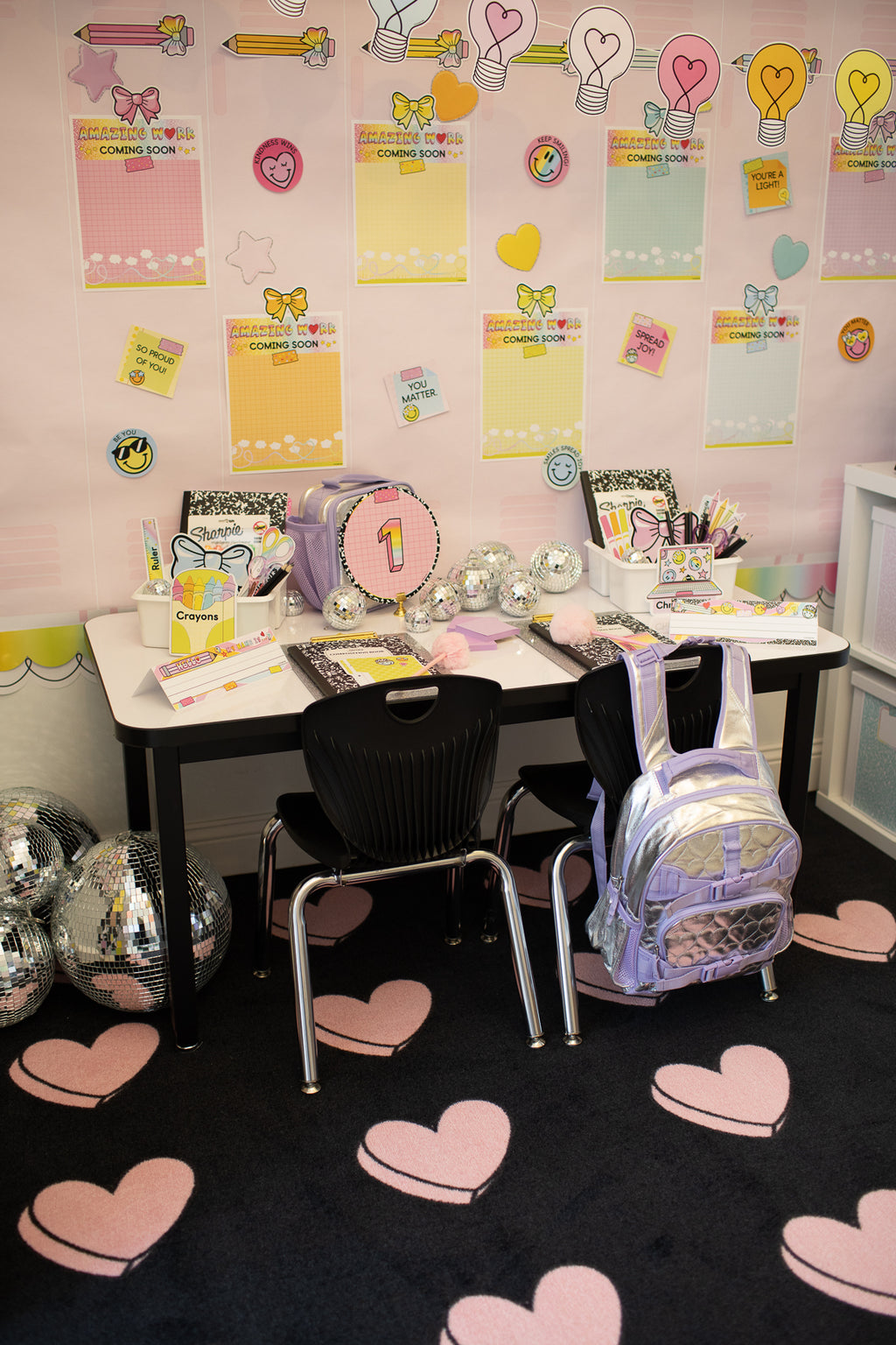 SCHOOLGIRL HEARTS ON BLACK SIT SPOTS