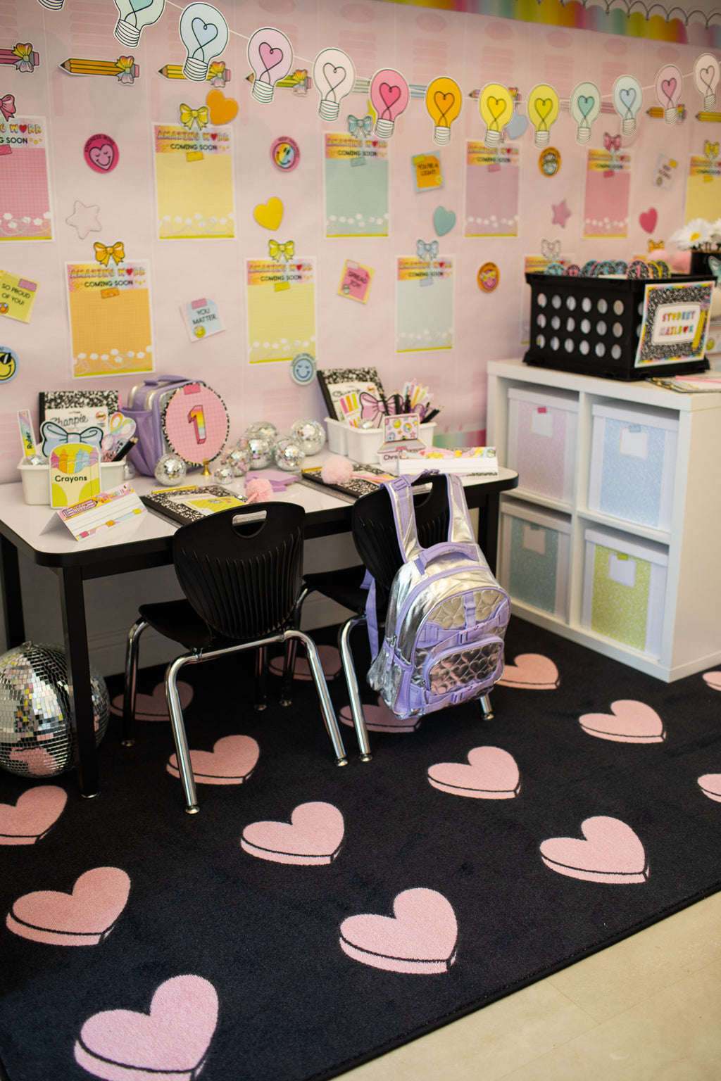 SCHOOLGIRL HEARTS ON BLACK SIT SPOTS