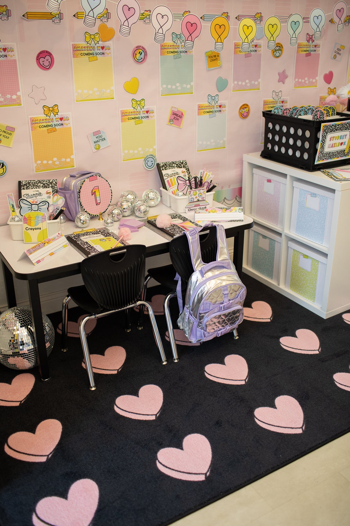 SCHOOLGIRL HEARTS ON BLACK SIT SPOTS