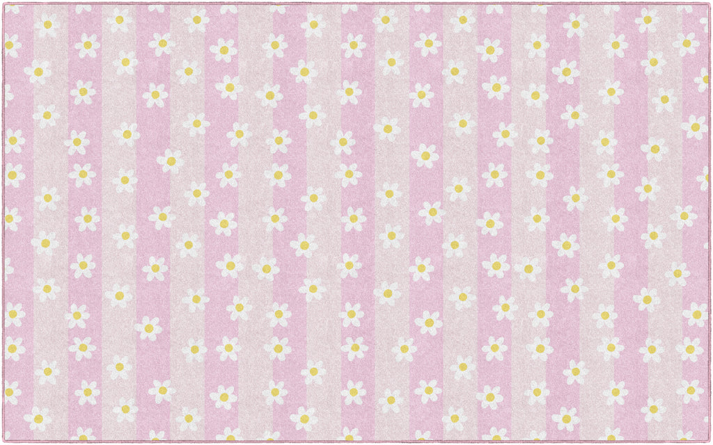 SCHOOLGIRL DAISIES ON PINK STRIPES