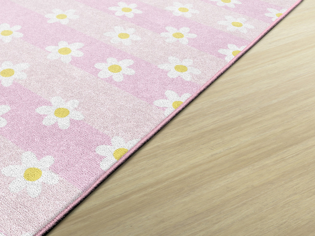 SCHOOLGIRL DAISIES ON PINK STRIPES