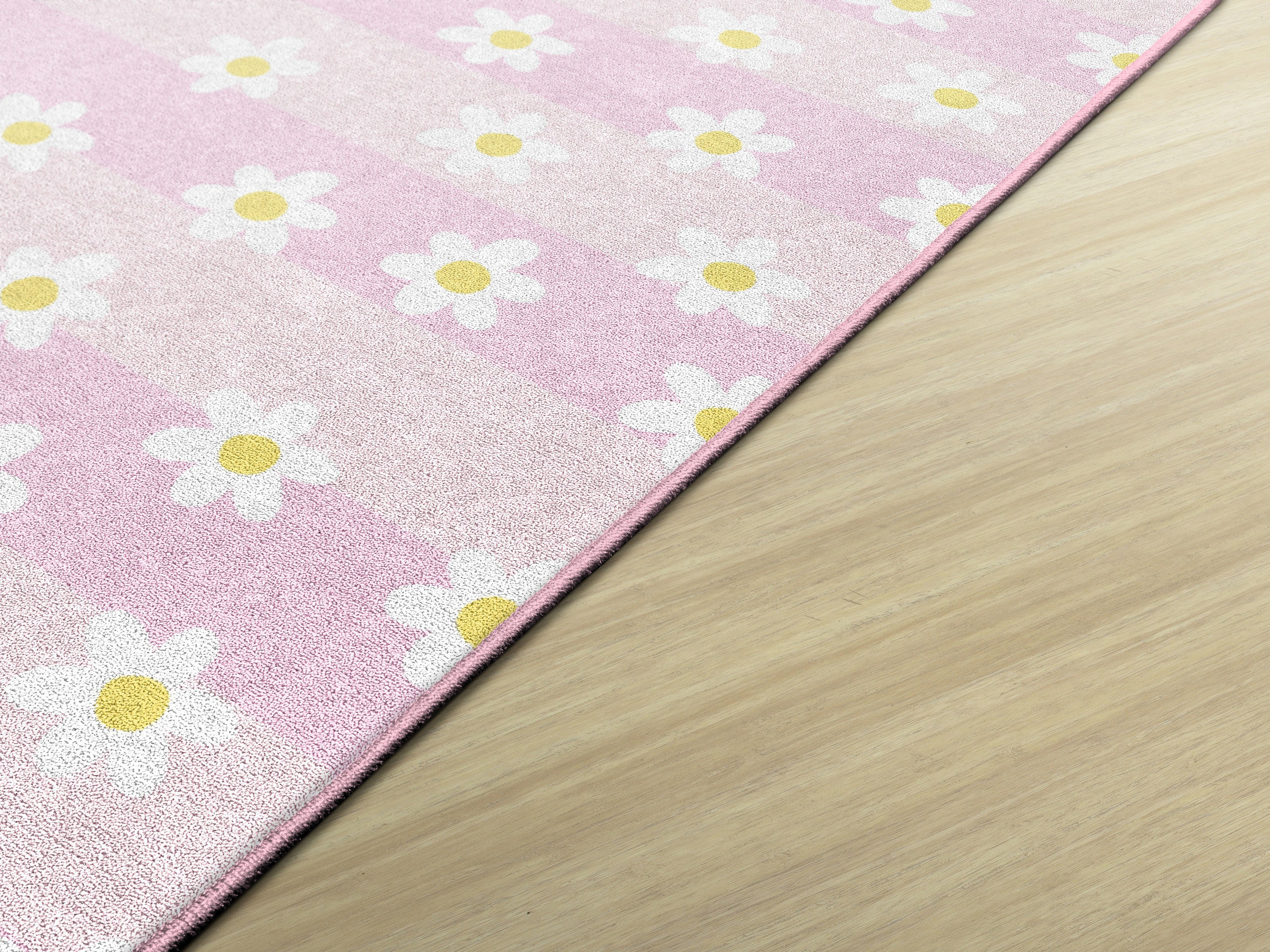 SCHOOLGIRL DAISIES ON PINK STRIPES