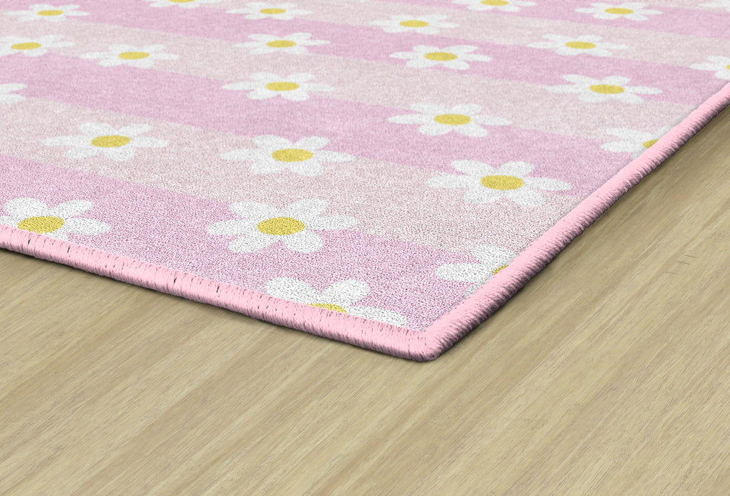 SCHOOLGIRL DAISIES ON PINK STRIPES