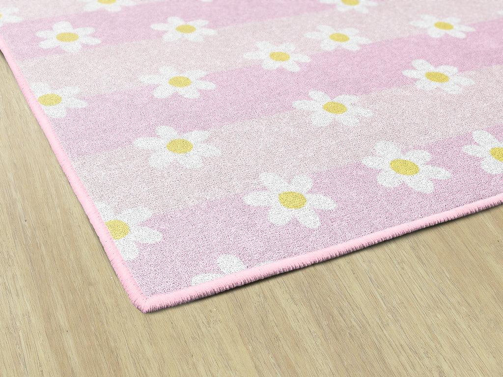 SCHOOLGIRL DAISIES ON PINK STRIPES