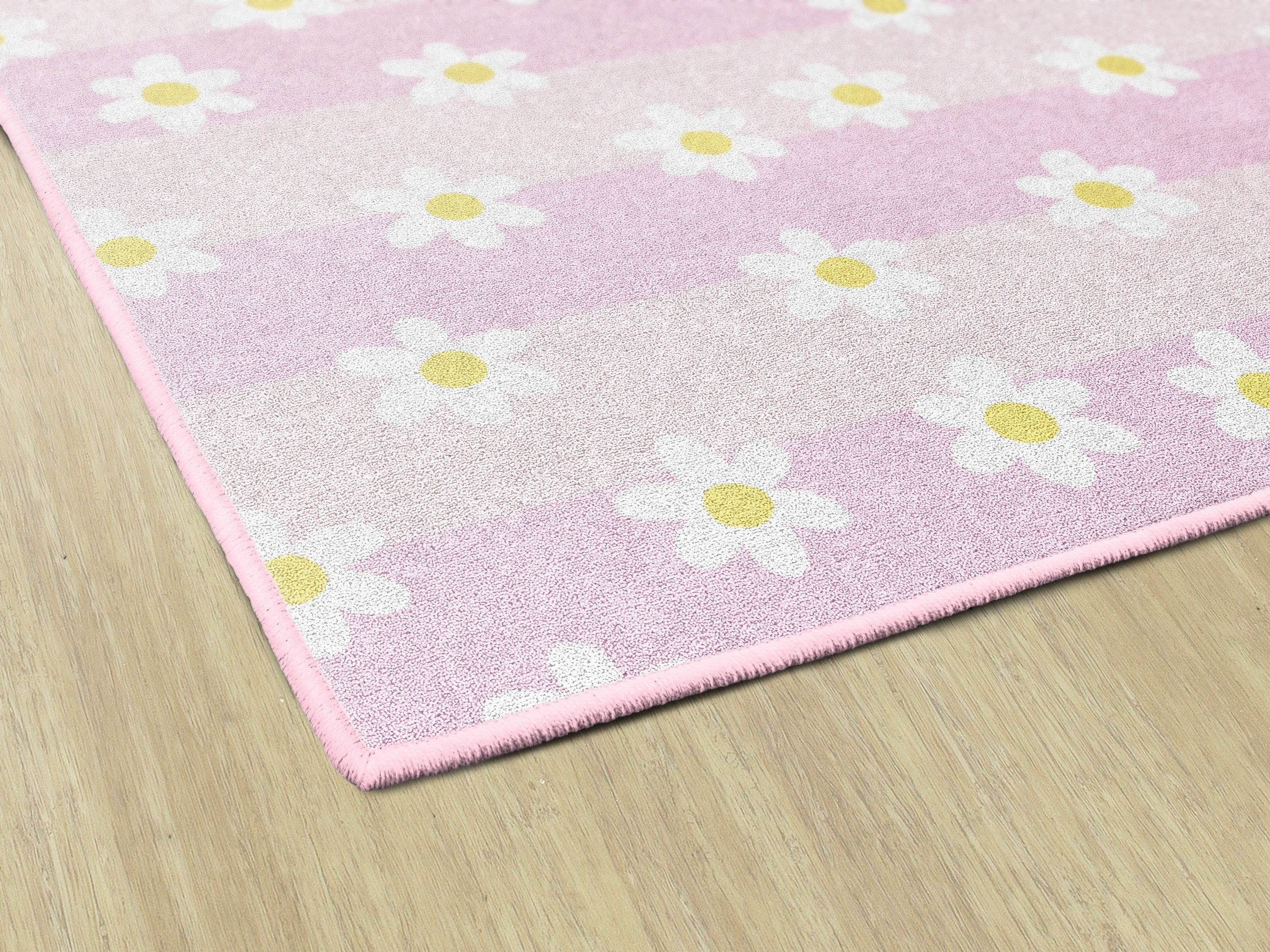 SCHOOLGIRL DAISIES ON PINK STRIPES