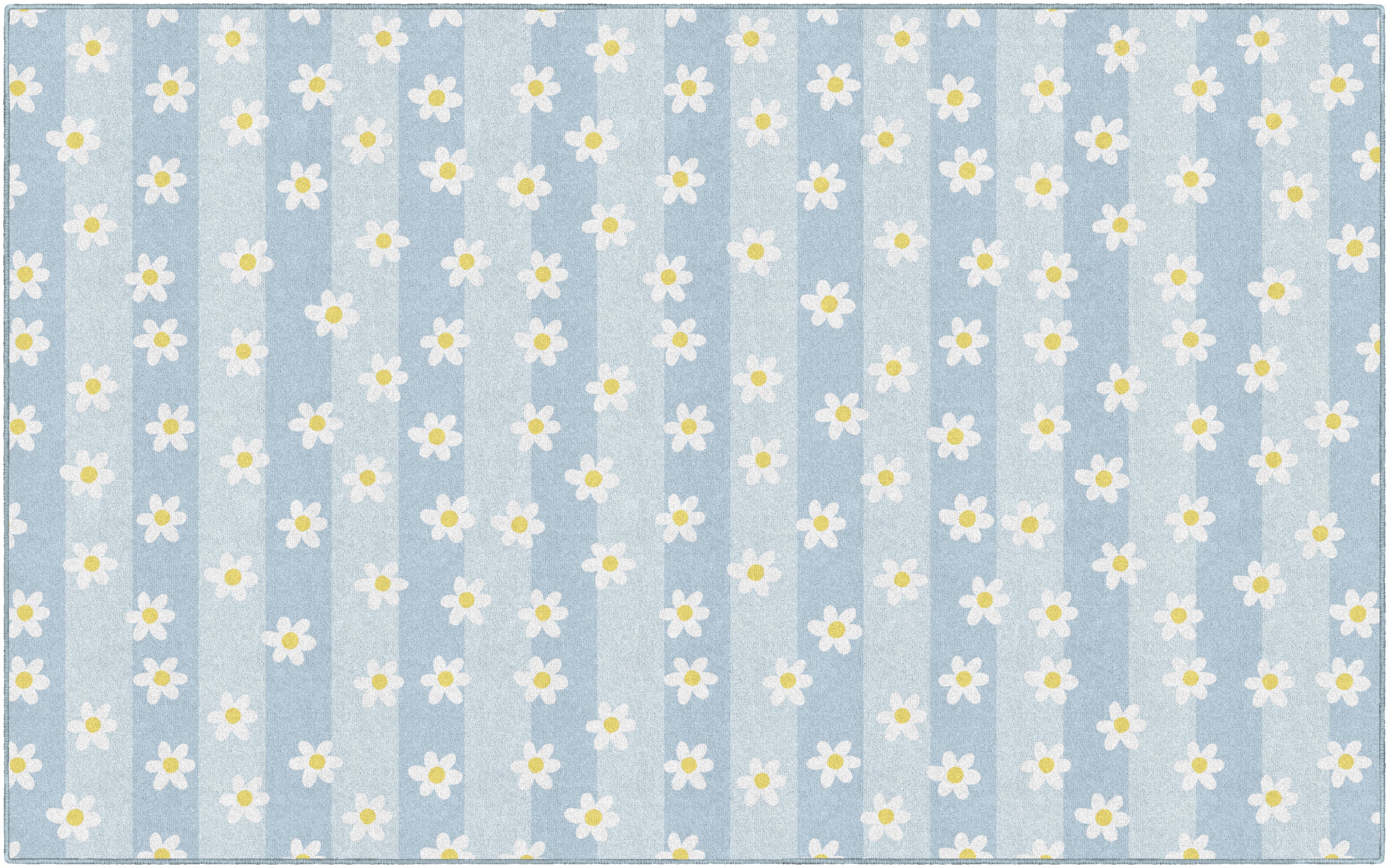 SCHOOLGIRL DAISIES ON BLUE STRIPES