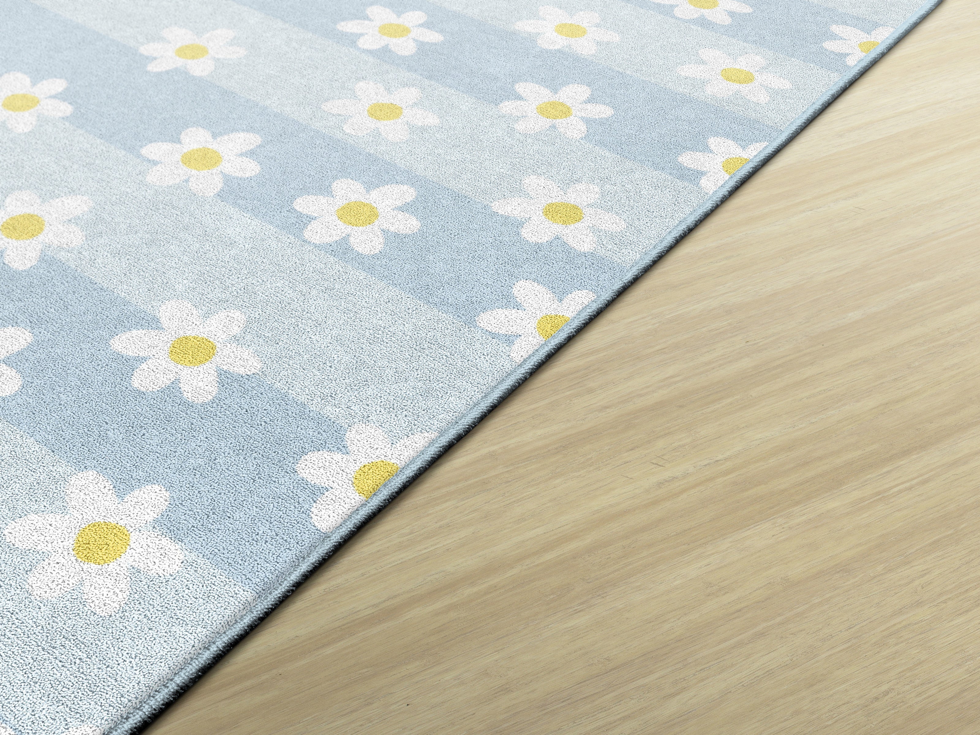 SCHOOLGIRL DAISIES ON BLUE STRIPES