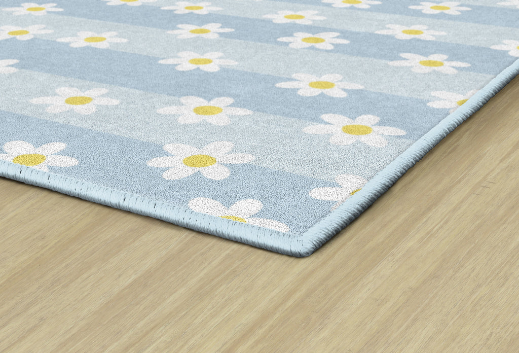 SCHOOLGIRL DAISIES ON BLUE STRIPES