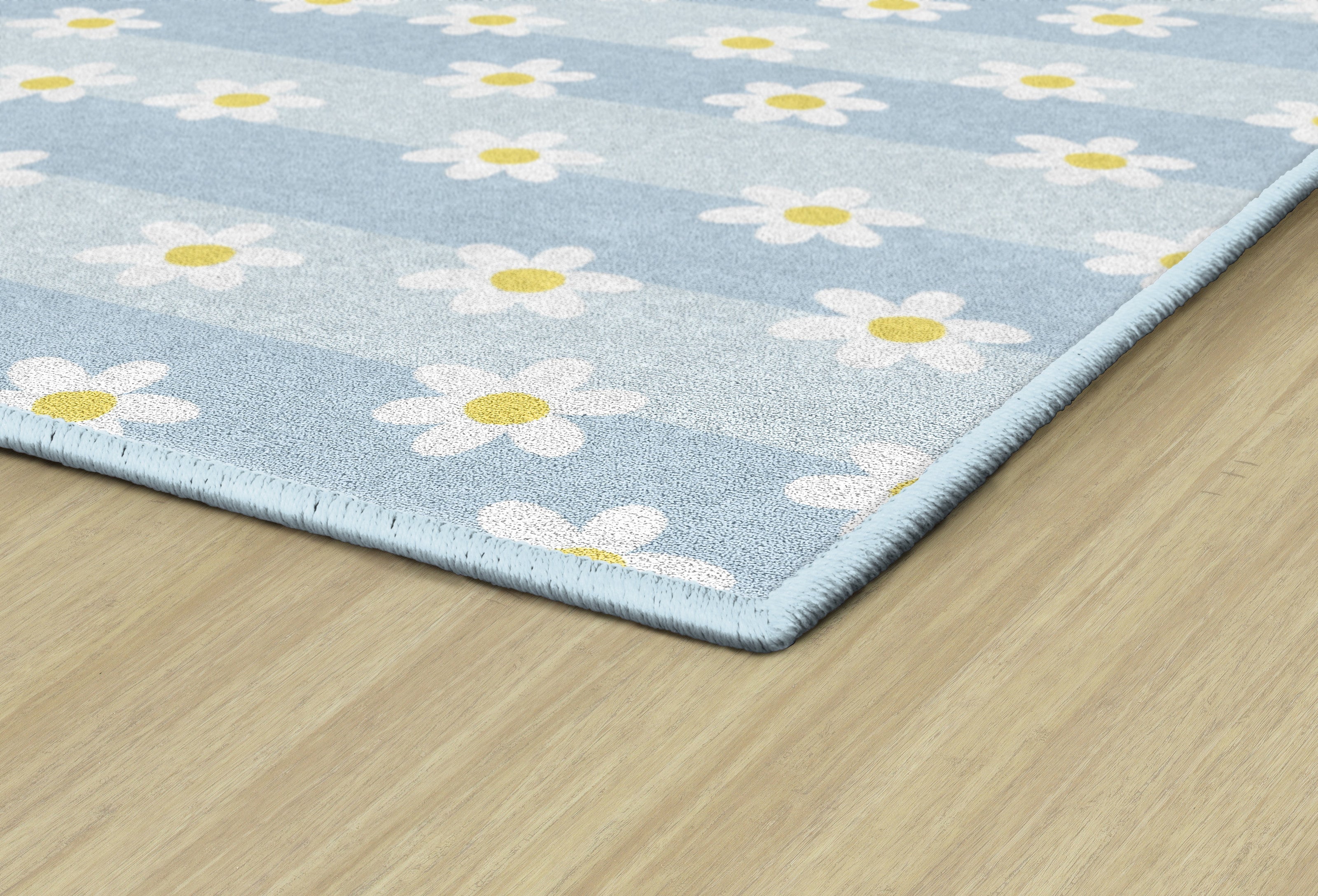 SCHOOLGIRL DAISIES ON BLUE STRIPES