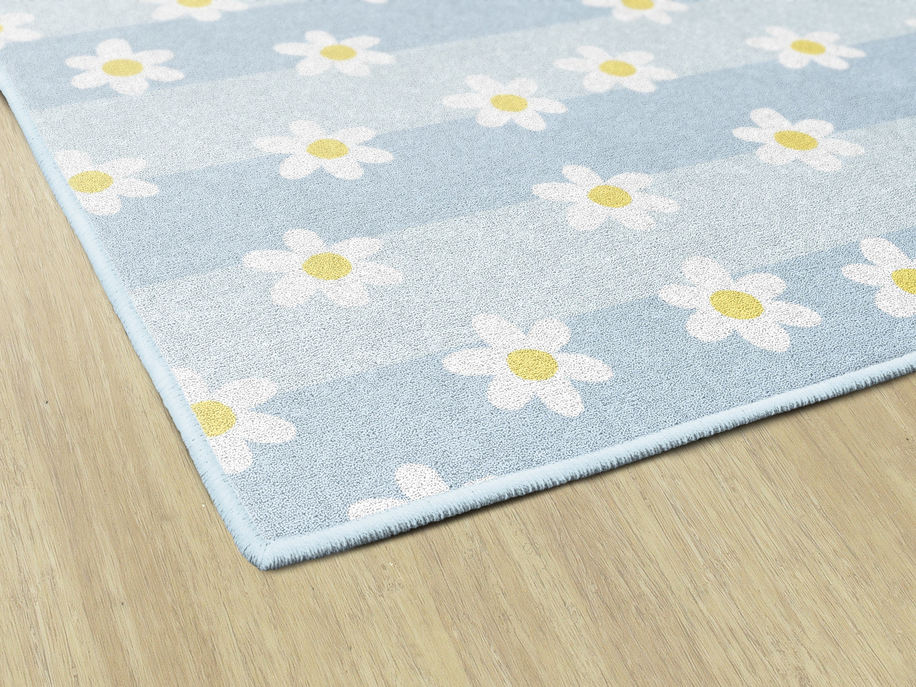 SCHOOLGIRL DAISIES ON BLUE STRIPES