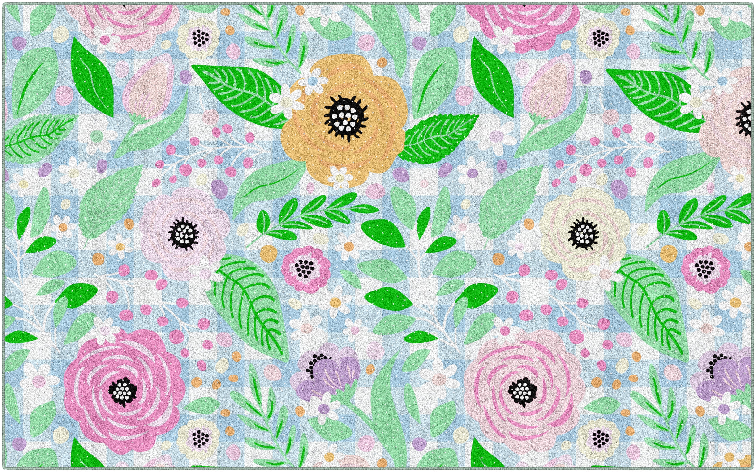 SCHOOLGIRL PRETTY IN PASTEL FLORAL ON GINGHAM