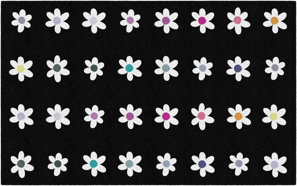 SCHOOLGIRL DAISIES ON BLACK