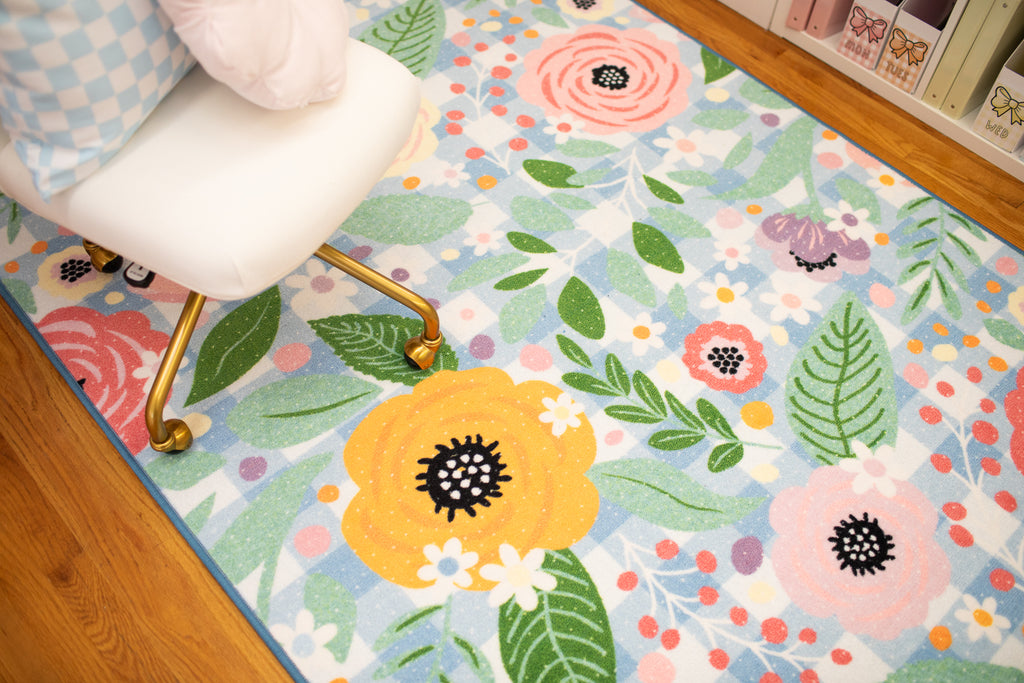 SCHOOLGIRL PRETTY IN PASTEL FLORAL ON GINGHAM