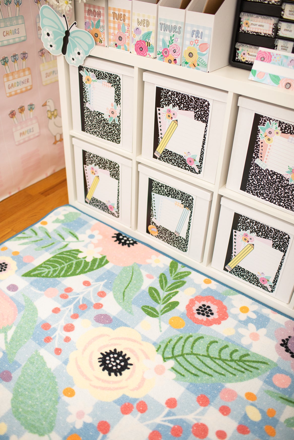 SCHOOLGIRL PRETTY IN PASTEL FLORAL ON GINGHAM