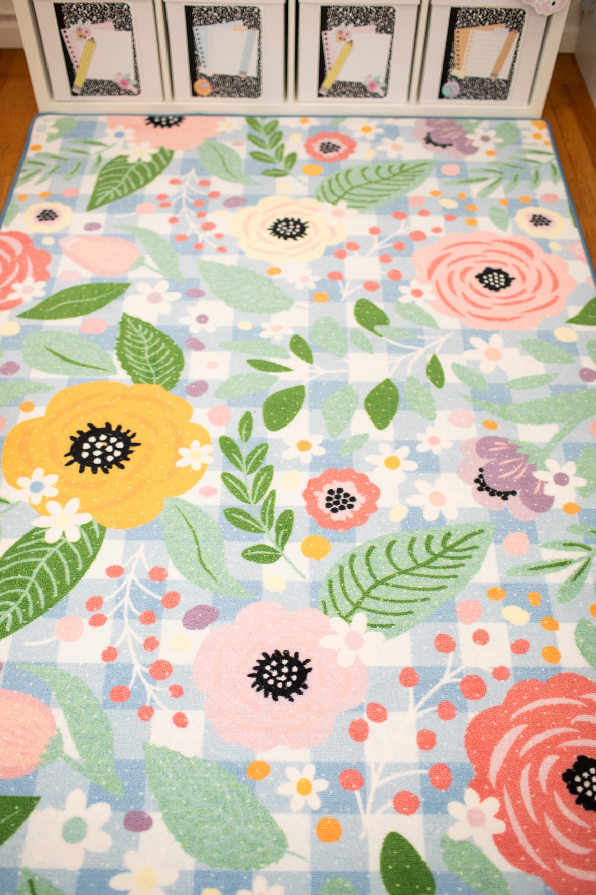 SCHOOLGIRL PRETTY IN PASTEL FLORAL ON GINGHAM