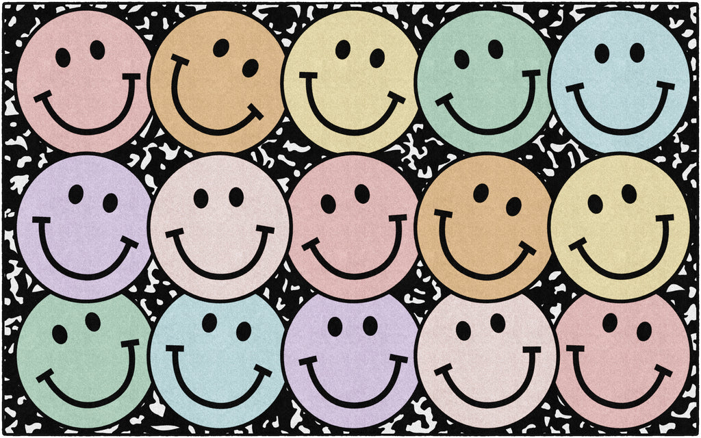 SCHOOLGIRL PASTEL RAINBOW SMILEYS ON NOTEBOOK