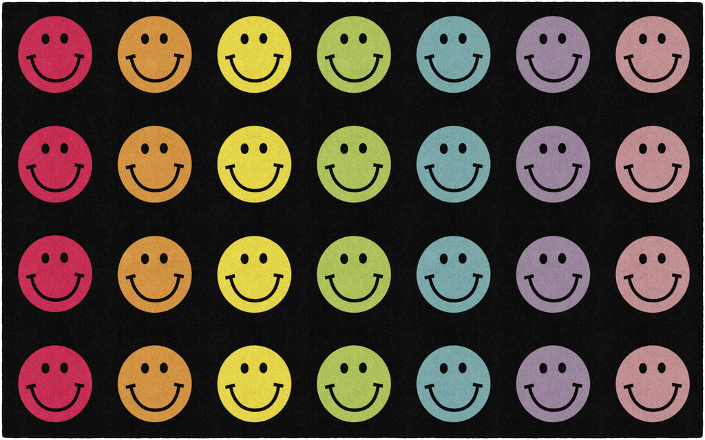 SCHOOLGIRL RAINBOW SMILEYS ON BLACK