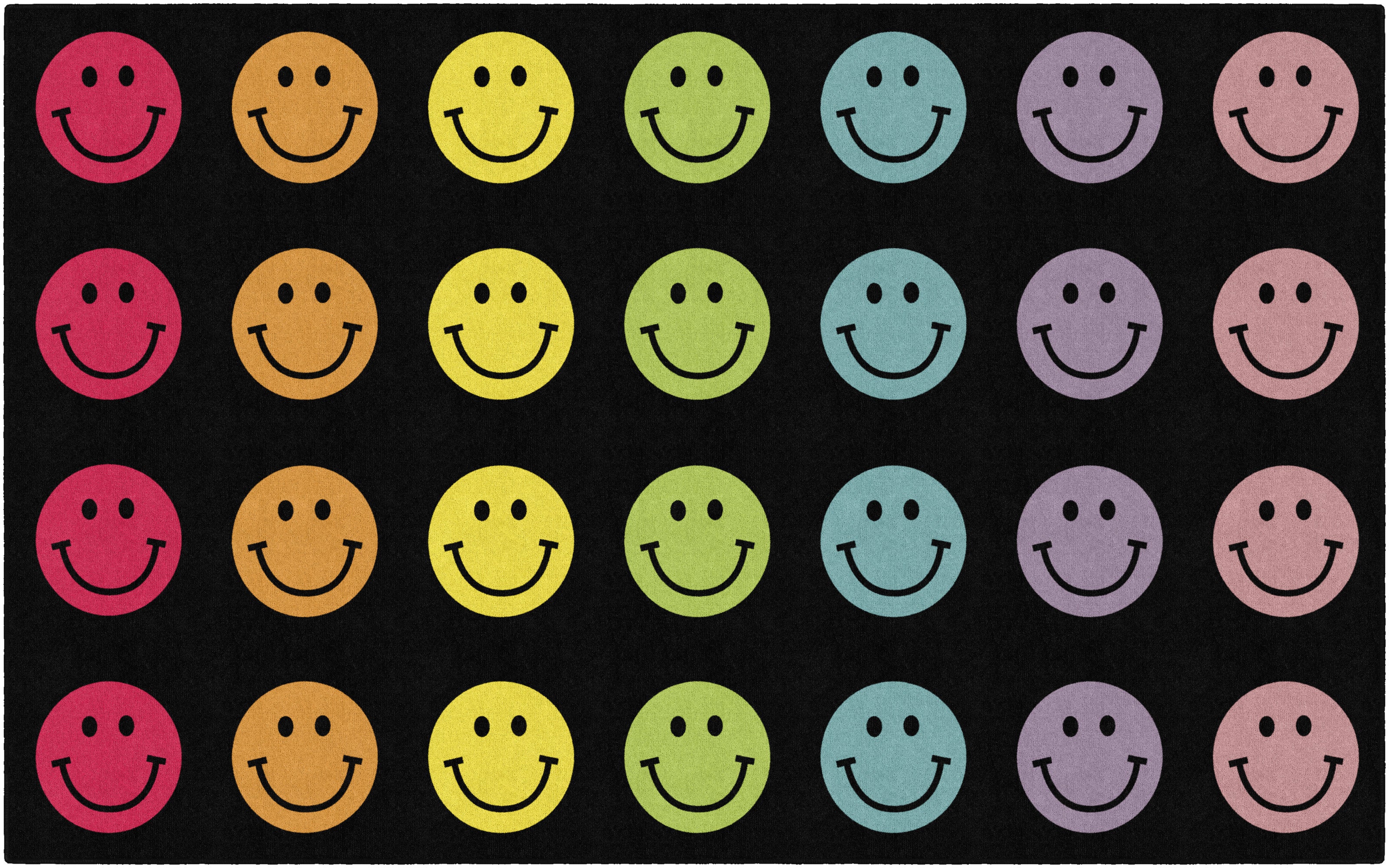 SCHOOLGIRL RAINBOW SMILEYS ON BLACK