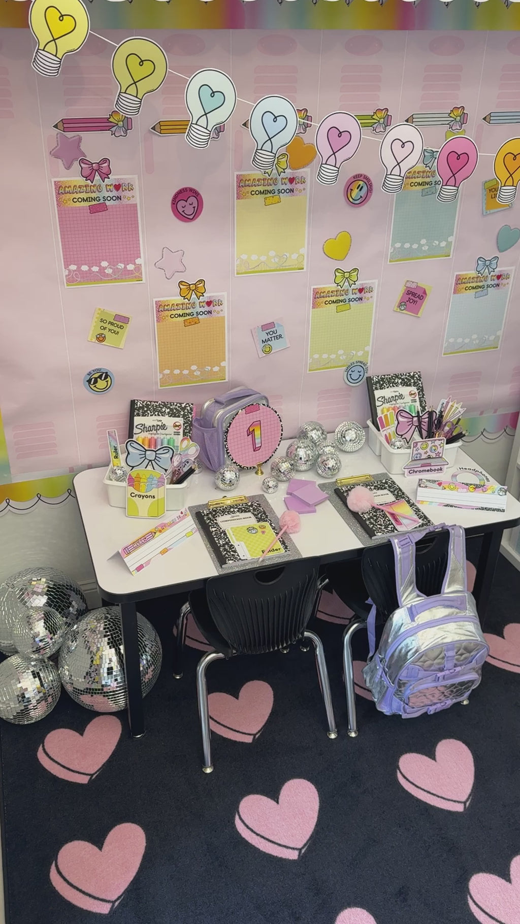 SCHOOLGIRL HEARTS ON BLACK SIT SPOTS