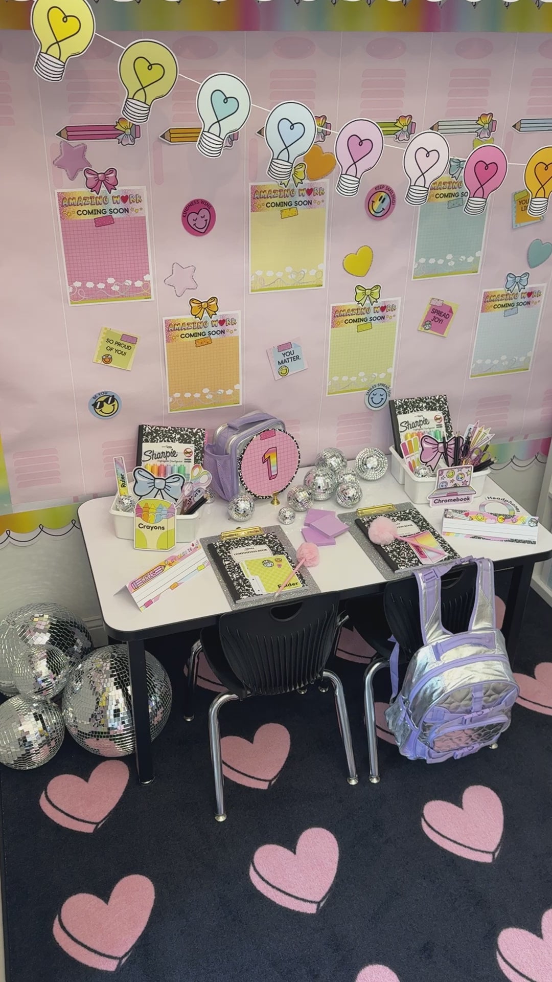 SCHOOLGIRL HEARTS ON BLACK SIT SPOTS